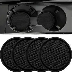 Car Cup Coaster, 4PCS Universal Auto Non-Slip Cup Holder Embedded in Ornaments Coaster, Car Interior Accessories Sets, Black Car Cup Coaster, 4PCS Universal Auto Non-Slip Cup Holder Embedded in Ornaments Coaster, Car Interior Accessories Sets, Black
