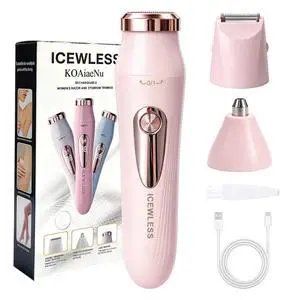 Electric Razors for Women, 3 in1 Bikini Trimmer, Waterproof Rechargeable Facial Hair Removal & Eyebrow Shaver with LED Display for Leg/Face/Armpit/Bikini(Pink) Electric Razors for Women, 3 in1 Bikini Trimmer, Waterproof Rechargeable Facial Hair Removal & Eyebrow Shaver with LED Display for Leg/Face/Armpit/Bikini(Pink)