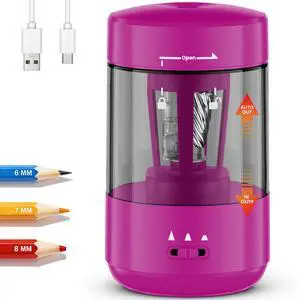Electric Pencil Sharpener for Classroom, Fully Automatic, Magenta Pink | Type-C Rechargeable, Auto In/Out, 2000mAh Built-in Battery, Fast Sharpen, For 6-8mm No.2&Colored Pencils, Home, School Office Electric Pencil Sharpener for Classroom, Fully Automatic, Magenta Pink | Type-C Rechargeable, Auto In/Out, 2000mAh Built-in Battery, Fast Sharpen, For 6-8mm No.2&Colored Pencils, Home, School Office