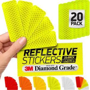 Reflective Safety Tape Stickers | 3M Diamond Grade | Yellow-Green | 1.2 x 3.15 | 20-Pack | Safety Warning Tape for Helmets, Cars, Mailboxes & More Reflective Safety Tape Stickers | 3M Diamond Grade | Yellow-Green | 1.2 x 3.15 | 20-Pack | Safety Warning Tape for Helmets, Cars, Mailboxes & More