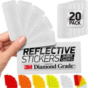 Reflective Safety Tape Stickers | 3M Diamond Grade | White | 1.2 x 3.15 | 20-Pack | Safety Warning Tape for Helmets, Cars, Mailboxes & More Reflective Safety Tape Stickers | 3M Diamond Grade | White | 1.2 x 3.15 | 20-Pack | Safety Warning Tape for Helmets, Cars, Mailboxes & More