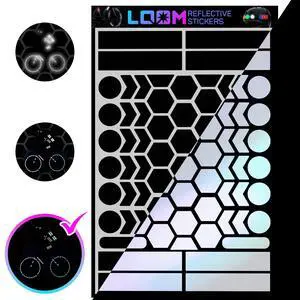 Reflective Stickers for Bikes & Helmets | 67pc Engineer, Black | Durable German ORAFOL reflective vinyl with permanent adhesive for bikes, helmets, cars and trailers; built for outdoor use Reflective Stickers for Bikes & Helmets | 67pc Engineer, Black | Durable German ORAFOL reflective vinyl with permanent adhesive for bikes, helmets, cars and trailers; built for outdoor use