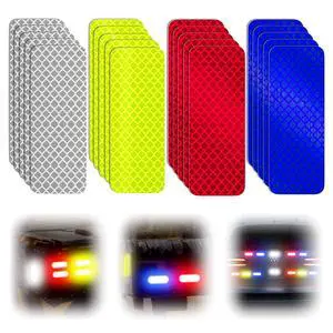 20 Pcs Super Reflection Reflective Stickers, Safety Reflective Tape for Car Bike Mailbox Helmet, White Yellow-Green Red Blue Reflective Tape Outdoor Waterproof 3.15" X 1.18" 20 Pcs Super Reflection Reflective Stickers, Safety Reflective Tape for Car Bike Mailbox Helmet, White Yellow-Green Red Blue Reflective Tape Outdoor Waterproof 3.15" X 1.18"