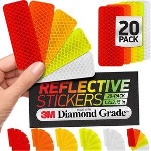 Reflective Safety Tape Stickers | 3M Diamond Grade | Mixed Colors | 1.2 x 3.15 | 20-Pack | Safety Warning Tape for Helmets, Cars, Mailboxes & More Reflective Safety Tape Stickers | 3M Diamond Grade | Mixed Colors | 1.2 x 3.15 | 20-Pack | Safety Warning Tape for Helmets, Cars, Mailboxes & More