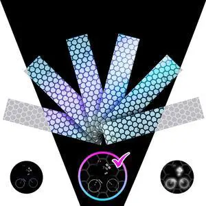 Reflective Strips for Helmets & Cars | 6pc | Yellow-Red | Bright German ORAFOL prismatic strips for helmets, cars and bikes; strong permanent adhesive and nighttime visibility Reflective Strips for Helmets & Cars | 6pc | Yellow-Red | Bright German ORAFOL prismatic strips for helmets, cars and bikes; strong permanent adhesive and nighttime visibility