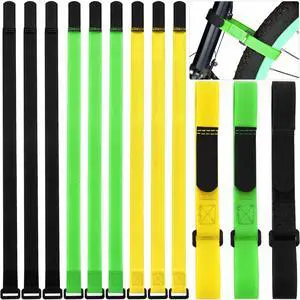 12 Pieces Bike Rack Straps 23.6 Inches Adjustable Bike Cinch Straps Wheel Stabilizer Bicycle Accessories for Transporting Bicycles(Black, Green, Yellow) 12 Pieces Bike Rack Straps 23.6 Inches Adjustable Bike Cinch Straps Wheel Stabilizer Bicycle Accessories for Transporting Bicycles(Black, Green, Yellow)