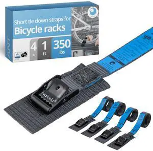 ANT - Short Lashing Strap, Padded, 4 Pieces, 1 ft, 350lbs Breaking Strength, cam Buckle, Black - tie Down Straps for Bike Rack ANT - Short Lashing Strap, Padded, 4 Pieces, 1 ft, 350lbs Breaking Strength, cam Buckle, Black - tie Down Straps for Bike Rack