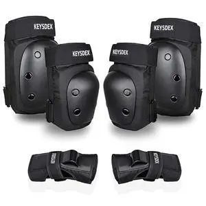 Adult 6-in-1 Knee Pads Elbow Wrist Guards Impact Protective Gear | for Skateboarding,Roller Skating,Inline Skating,Cycling,BMX,Scooter Adjustable & Breathable,Black Large Adult 6-in-1 Knee Pads Elbow Wrist Guards Impact Protective Gear | for Skateboarding,Roller Skating,Inline Skating,Cycling,BMX,Scooter Adjustable & Breathable,Black Large