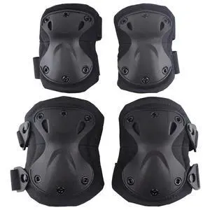 Combat Knee & Elbow Protective Pads Set for Outdoor CS Paintball Game Cycling Safety Skateboarding Gear Skates Knee Protection Guard Pads (Black) Combat Knee & Elbow Protective Pads Set for Outdoor CS Paintball Game Cycling Safety Skateboarding Gear Skates Knee Protection Guard Pads (Black)