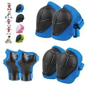 6PCS Kids Protective Gear Set Knee Pads Elbow Pads, Blue/S/3-10 Age | upgraded & durable material skateboard protective gear set double size sport cycling bike roller skating scooter boys girls 6PCS Kids Protective Gear Set Knee Pads Elbow Pads, Blue/S/3-10 Age | upgraded & durable material skateboard protective gear set double size sport cycling bike roller skating scooter boys girls