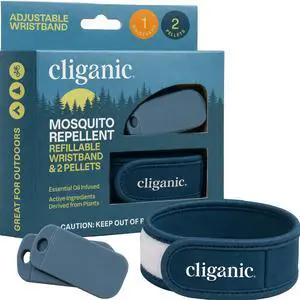 Mosquito Repellent Pack (Wristband + 2 Refill Pellets) - Adjustable, Natural DEET-Free, Essential Oil Infused Mosquito Repellent Pack (Wristband + 2 Refill Pellets) - Adjustable, Natural DEET-Free, Essential Oil Infused