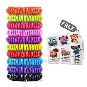 20 Pack Mosquito Bracelets with 4 Patches - Waterproof Wrist Bands for Kids & Adults, Natural Deet-Free Resealable 20 Pack Mosquito Bracelets with 4 Patches - Waterproof Wrist Bands for Kids & Adults, Natural Deet-Free Resealable