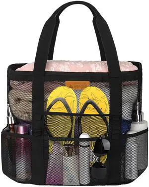 Mesh Beach Bags for Women - Plus Waterproof Sandproof Tote Bag with 8 Pockets and 1 inner Zipper Closure Pockets Mesh Beach Bags for Women - Plus Waterproof Sandproof Tote Bag with 8 Pockets and 1 inner Zipper Closure Pockets