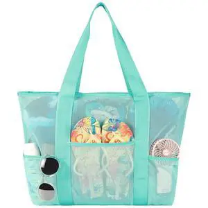 Mesh Beach Bag for Women, Large Waterproof Sandproof Tote Bags | Lightweight & Foldable 5 Pockets Zipper Beach Bag, Inner Security Pocket, Quick-Dry Fabric, for Vacation Beach Essentials Mesh Beach Bag for Women, Large Waterproof Sandproof Tote Bags | Lightweight & Foldable 5 Pockets Zipper Beach Bag, Inner Security Pocket, Quick-Dry Fabric, for Vacation Beach Essentials