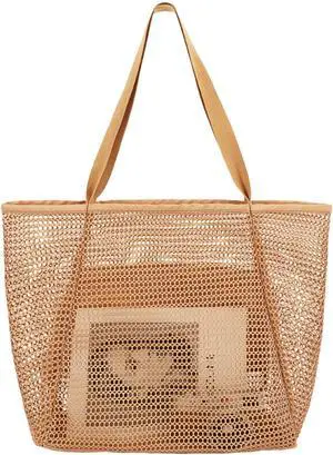 Mesh Beach Bag for Women, Summer Straw Tote Hobo Pool Bags with Zipper Pocket, Travel Vacation Cruise Essentials 2026 Mesh Beach Bag for Women, Summer Straw Tote Hobo Pool Bags with Zipper Pocket, Travel Vacation Cruise Essentials 2026
