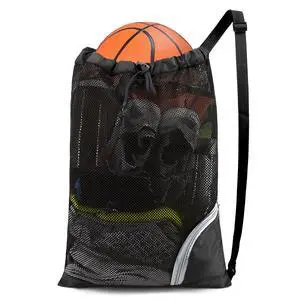 Mesh Drawstring Bag Swim Backpack for Beach Pool Sports Gym Draw String Cinch Bags for Swimming Soccer Basketball Gear Black Mesh Drawstring Bag Swim Backpack for Beach Pool Sports Gym Draw String Cinch Bags for Swimming Soccer Basketball Gear Black