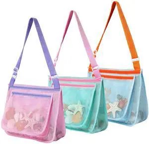 3 Pcs Seashell Collecting Bag for Kids,Beach Mesh Bag with Adjustable Shoulder Straps,Beach Toys Swimming Accessories for Boys and Girls 3 Pcs Seashell Collecting Bag for Kids,Beach Mesh Bag with Adjustable Shoulder Straps,Beach Toys Swimming Accessories for Boys and Girls