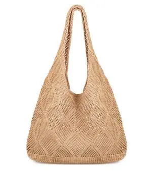 Beach Tote bag Crochet Summer Beach Bag for Women Aesthetic Mesh Tote Bag Hippie Bag Knit Bag (A-khaki, Medium) Beach Tote bag Crochet Summer Beach Bag for Women Aesthetic Mesh Tote Bag Hippie Bag Knit Bag (A-khaki, Medium)