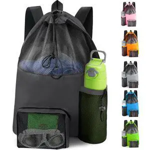 Mesh Swim Bag Beach Drawstring Backpack, Waterproof Gym Bags for Women and Men, Large Pool Bag Swimming Gear for Swimmers Mesh Swim Bag Beach Drawstring Backpack, Waterproof Gym Bags for Women and Men, Large Pool Bag Swimming Gear for Swimmers