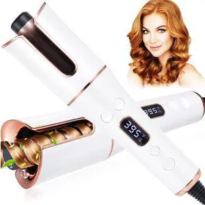 Automatic Hair Curler Cordless & Portable Curling Wand Rechargeable Auto Hair Curler with Multiple Temperature Settings & LCD Screen Woman Hair Styling Tool Automatic Hair Curler Cordless & Portable Curling Wand Rechargeable Auto Hair Curler with Multiple Temperature Settings & LCD Screen Woman Hair Styling Tool