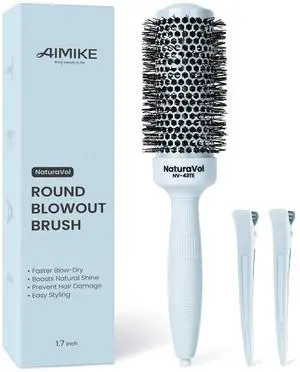 NaturaVol Round Brush for Blow Out, Nano Thermal Ceramic Round Hair Brush for Fine Hair, Fast Blow Dry for Smooth Salon-Style Finish at Home, Adds Volume, Teal (1.7" Barrel, 2.5" with Bristles) NaturaVol Round Brush for Blow Out, Nano Thermal Ceramic Round Hair Brush for Fine Hair, Fast Blow Dry for Smooth Salon-Style Finish at Home, Adds Volume, Teal (1.7" Barrel, 2.5" with Bristles)