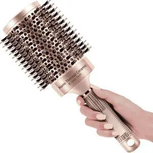 Large Round Brush for Blow Out, 2.7 Inch Gold Barrel, Nano Thermal Ceramic & Ionic Tech Hair Brush with Boar Bristles, Professional Roller Brush for Blow Drying, Styling, Volume and Shine Large Round Brush for Blow Out, 2.7 Inch Gold Barrel, Nano Thermal Ceramic & Ionic Tech Hair Brush with Boar Bristles, Professional Roller Brush for Blow Drying, Styling, Volume and Shine