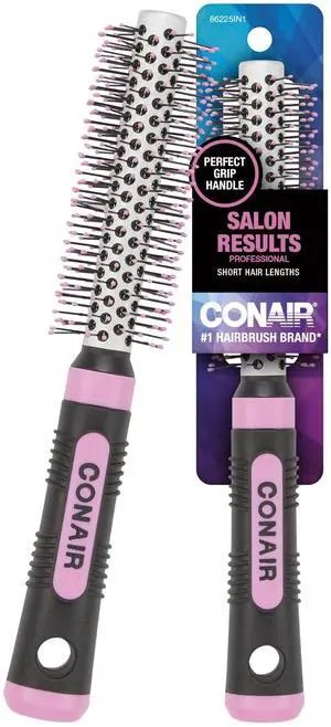 Salon Results Metal Round Hairbrush - Hair brush for blow out - blowdryer brush - features metal barrel with nylon bristles - Adds body and fullness - suitable on all lengths - Pink/Black Salon Results Metal Round Hairbrush - Hair brush for blow out - blowdryer brush - features metal barrel with nylon bristles - Adds body and fullness - suitable on all lengths - Pink/Black