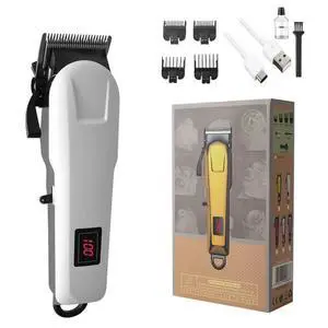 Professional Hair Clippers for Men Cordless Hair Trimmer with LCD Display, Type-C Rechargeable, Long-Lasting Battery, Beard & Hair Grooming Kit for Barbers and Home Use (White) Professional Hair Clippers for Men Cordless Hair Trimmer with LCD Display, Type-C Rechargeable, Long-Lasting Battery, Beard & Hair Grooming Kit for Barbers and Home Use (White)
