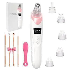 Blackhead Remover Pore Vacuum,with Nose Brush & Blackhead Needle Set, 3 Adjustable Suction Levels 5 Suction Power,5 Probes USB Rechargeable Pore Cleaner for Facial Deep Cleansing (Pink) Blackhead Remover Pore Vacuum,with Nose Brush & Blackhead Needle Set, 3 Adjustable Suction Levels 5 Suction Power,5 Probes USB Rechargeable Pore Cleaner for Facial Deep Cleansing (Pink)