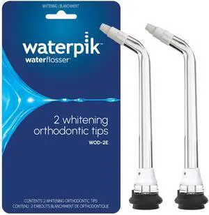 Whitening Water Flosser Replacement Tip, Orthodontic, White & Black, 2 Count Whitening Water Flosser Replacement Tip, Orthodontic, White & Black, 2 Count