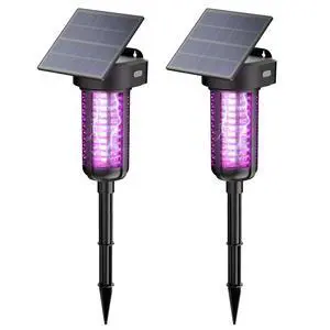 Solar Powered Bug Zapper Light 2 Pack Waterproof Outdoor Mosquito Killer Lamp Auto On/Off Cordless Garden Mosquito Zapper,Black Solar Powered Bug Zapper Light 2 Pack Waterproof Outdoor Mosquito Killer Lamp Auto On/Off Cordless Garden Mosquito Zapper,Black