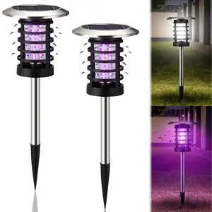 4 Pcs Solar Bug Zapper Outdoor Waterproof Mosquito Repellent Light Solar Power Fly Killer Lamps for Moths, Gnats, Fly, Small Flying Insect Backyard Garden Lawn (Plastic,Purple & White Light) 4 Pcs Solar Bug Zapper Outdoor Waterproof Mosquito Repellent Light Solar Power Fly Killer Lamps for Moths, Gnats, Fly, Small Flying Insect Backyard Garden Lawn (Plastic,Purple & White Light)