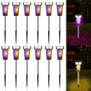 4 Pack Outdoor Solar Bug Zapper,Purple and Warm Light,Silver | Mosquito Repellent, Solar Powered, Waterproof, LED Light Lamp, Fly Insect Killer, for Outdoor Patio Yard Garden Lawn 4 Pack Outdoor Solar Bug Zapper,Purple and Warm Light,Silver | Mosquito Repellent, Solar Powered, Waterproof, LED Light Lamp, Fly Insect Killer, for Outdoor Patio Yard Garden Lawn