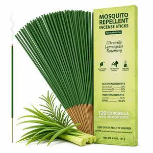 120-Pack Mosquito Repellent Incense Sticks for Outdoor Patio - Plant-Based Actives (Citronella, Lemongrass & Rosemary), DEET-Free, 50-Min Burn Time, Ideal for Camping & BBQ 120-Pack Mosquito Repellent Incense Sticks for Outdoor Patio - Plant-Based Actives (Citronella, Lemongrass & Rosemary), DEET-Free, 50-Min Burn Time, Ideal for Camping & BBQ