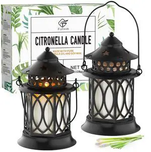 Citronella Candles Outdoor, 2 Pack Citronella Candle Lanterns with Lid | Soy Wax Outdoor Candles for Patio, Garden, Porch, Backyard, Camping & Summer Outdoor Decor Citronella Candles Outdoor, 2 Pack Citronella Candle Lanterns with Lid | Soy Wax Outdoor Candles for Patio, Garden, Porch, Backyard, Camping & Summer Outdoor Decor