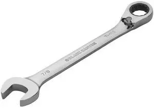 7/8 Inch Ratchet Combination Wrench, 12-Point Box End & Hex Opening, Polished Steel Ratcheting Wrench with SAE & Metric Sizes 7/8 Inch Ratchet Combination Wrench, 12-Point Box End & Hex Opening, Polished Steel Ratcheting Wrench with SAE & Metric Sizes