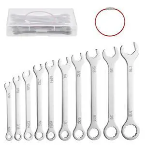 10Pcs Ultra-Thin SAE Mini Combination Wrench Set 5/32"-7/16" Stainless Steel Spanner Sets Open & Box End Wrenches with 6-Inch Red Rubber-Coated Steel Cable Lock & Storage Case 10Pcs Ultra-Thin SAE Mini Combination Wrench Set 5/32"-7/16" Stainless Steel Spanner Sets Open & Box End Wrenches with 6-Inch Red Rubber-Coated Steel Cable Lock & Storage Case