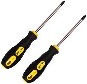 2 Pack Phillips Screwdriver - 4 Inch Shaft, Cross-head 6mm PH2 Magnetic Extended Screwdriver With Rubber Handle 2 Pack Phillips Screwdriver - 4 Inch Shaft, Cross-head 6mm PH2 Magnetic Extended Screwdriver With Rubber Handle