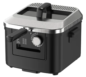 4-Liter Matte Black Electric Deep Fryer with Adjustable Temperature Control 4-Liter Matte Black Electric Deep Fryer with Adjustable Temperature Control