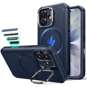 iPhone 17 Case Flex Stand, for MagSafe, Rugged, Blue | Camera Control, 7X Military-Grade Drop Protection, Magnetic Phone Case, Shock-Absorbing Rugged Cover, Dustproof Port Cover iPhone 17 Case Flex Stand, for MagSafe, Rugged, Blue | Camera Control, 7X Military-Grade Drop Protection, Magnetic Phone Case, Shock-Absorbing Rugged Cover, Dustproof Port Cover