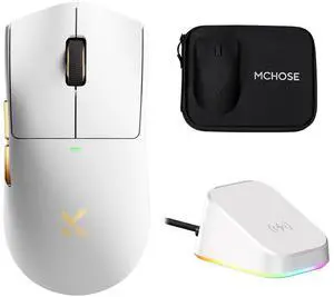 MCHOSE K7 Ultra Gaming Mouse, 59g Lightweight, 500mAh Battery, PAW3950 42K Sensor, 2.4G/BT/Wired, 8K Polling Rate (White) MCHOSE K7 Ultra Gaming Mouse, 59g Lightweight, 500mAh Battery, PAW3950 42K Sensor, 2.4G/BT/Wired, 8K Polling Rate (White)