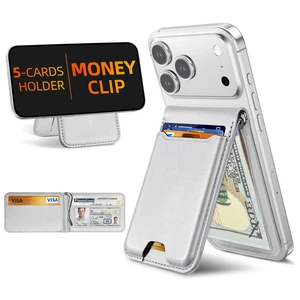 For Magsafe Wallet with Money Clip, 5 Card Holder, Adjustable Stand | Strongest Magnetic Wallet for iPhone 17/16/15/14/13/12 Series, ID Window, RFID Blocking, Not for 13/12 Mini, Light Gray For Magsafe Wallet with Money Clip, 5 Card Holder, Adjustable Stand | Strongest Magnetic Wallet for iPhone 17/16/15/14/13/12 Series, ID Window, RFID Blocking, Not for 13/12 Mini, Light Gray