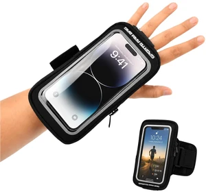 Wristband Phone Holder for Running, Adjustable Forearm Armband with Reflective Strip for Workout, Forearm Armband with Card Slot, Fits Phones up to 7.0", Compatible with iPhone 17/16/15/14/13 Pro Max Wristband Phone Holder for Running, Adjustable Forearm Armband with Reflective Strip for Workout, Forearm Armband with Card Slot, Fits Phones up to 7.0", Compatible with iPhone 17/16/15/14/13 Pro Max
