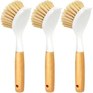 3 Pack Dish Brush with Bamboo Handle Cleaning Brush,Yellow 3 Pack Dish Brush with Bamboo Handle Cleaning Brush,Yellow