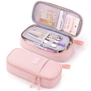 Durable Pencil Case Big Storage Pen Pouch Bag for School Supplies Office College Teen Girls Adults, Pink Durable Pencil Case Big Storage Pen Pouch Bag for School Supplies Office College Teen Girls Adults, Pink