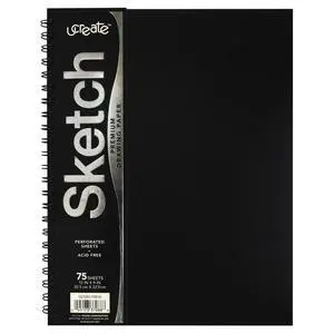 Poly Cover Sketch Book, Heavyweight, 6" x 9", Black, 75 Sheets Poly Cover Sketch Book, Heavyweight, 6" x 9", Black, 75 Sheets