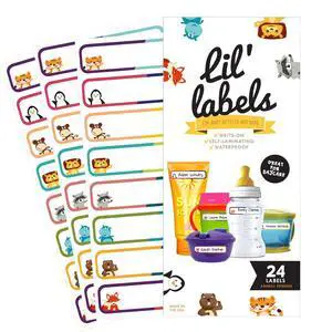 Bottle Labels, Write-On, Self-Laminating, Waterproof Kids Name Labels for Baby Bottles, Sippy Cup for Daycare School, Dishwasher Safe (Animal Friends), Made in The USA Bottle Labels, Write-On, Self-Laminating, Waterproof Kids Name Labels for Baby Bottles, Sippy Cup for Daycare School, Dishwasher Safe (Animal Friends), Made in The USA