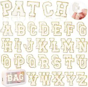 Self-Adhesive Chenille Letters Patches: 52PCS White for DIY Clothes Self-Adhesive Chenille Letters Patches: 52PCS White for DIY Clothes