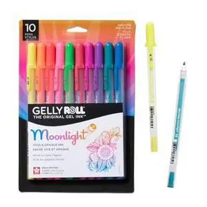 Gelly Roll Moonlight Gel Pen Set, Bold Tip, Opaque Colors, 10 PK 38176 | Bold Point Ink Pen for Journaling, Art & Drawing, Opaque Ink Pops on Light & Dark Paper, Creamy Smooth Flow Gelly Roll Moonlight Gel Pen Set, Bold Tip, Opaque Colors, 10 PK 38176 | Bold Point Ink Pen for Journaling, Art & Drawing, Opaque Ink Pops on Light & Dark Paper, Creamy Smooth Flow