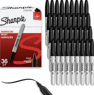 Permanent Markers, Bulk Set, Fine Tip Markers, For Plastic, Metal, Wood, And More, Black, 36 Count Permanent Markers, Bulk Set, Fine Tip Markers, For Plastic, Metal, Wood, And More, Black, 36 Count